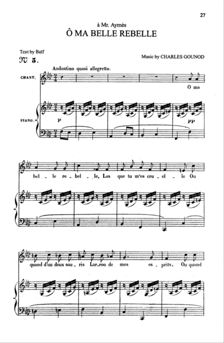 Gounod: Songs, Volume I, Medium Voice (French) Medium Voice scores gallery preview page 1