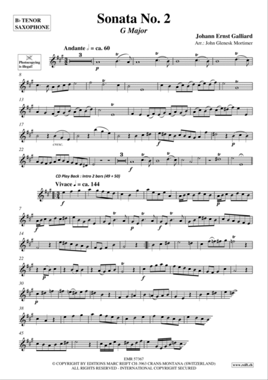 Sonata No. 2 Tenor Saxophone scores gallery preview page 3