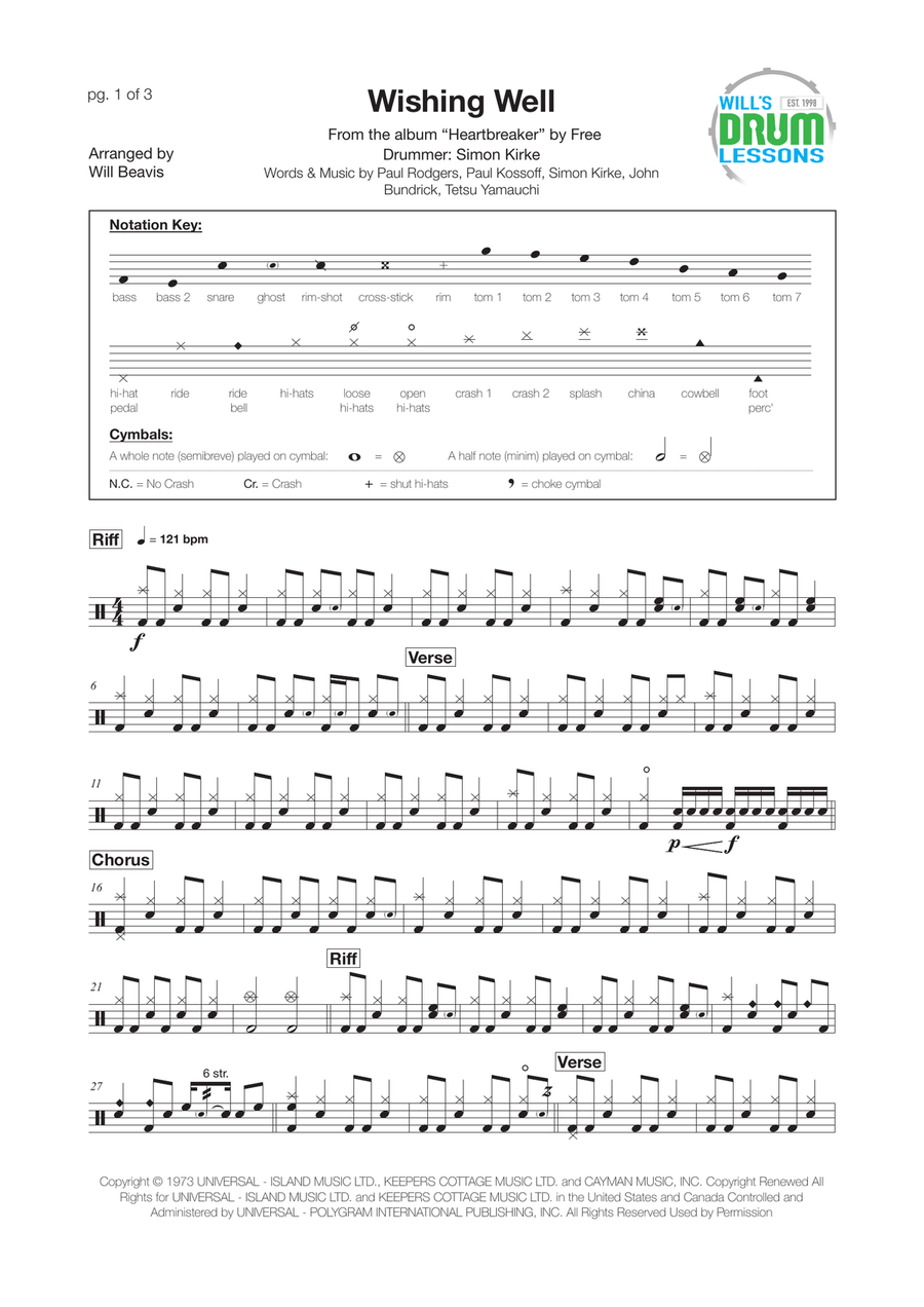 Wishing Well Wishing Well Drum Set scores gallery preview page 1