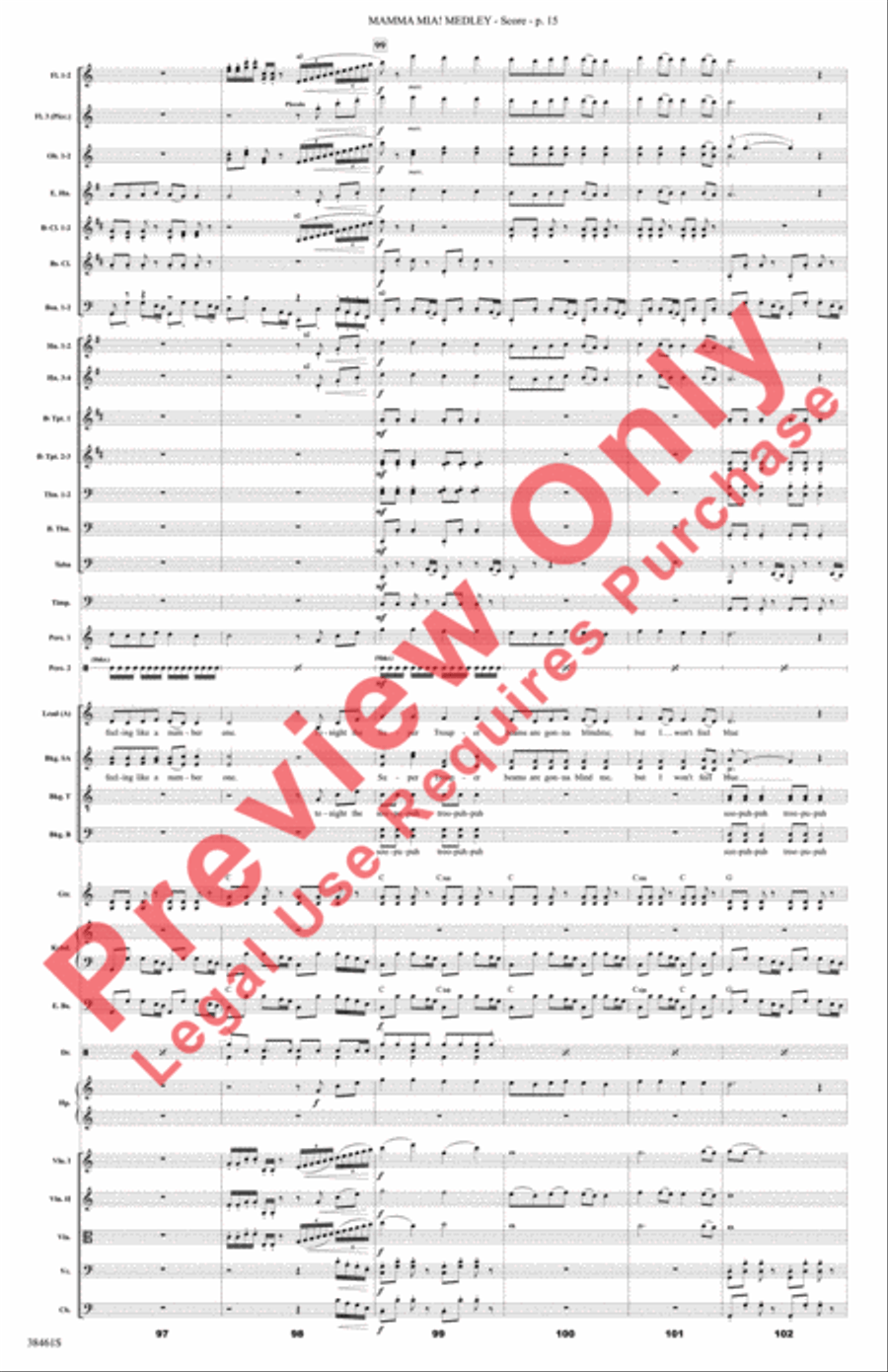 Mamma Mia! Medley Full Orchestra scores gallery preview page 16