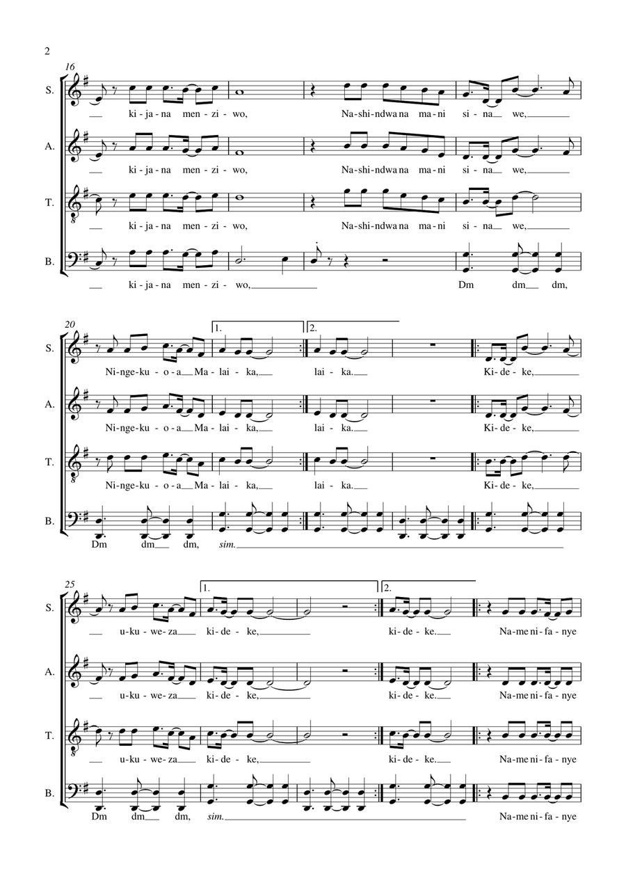 Malaika 4-Part scores gallery preview page 2