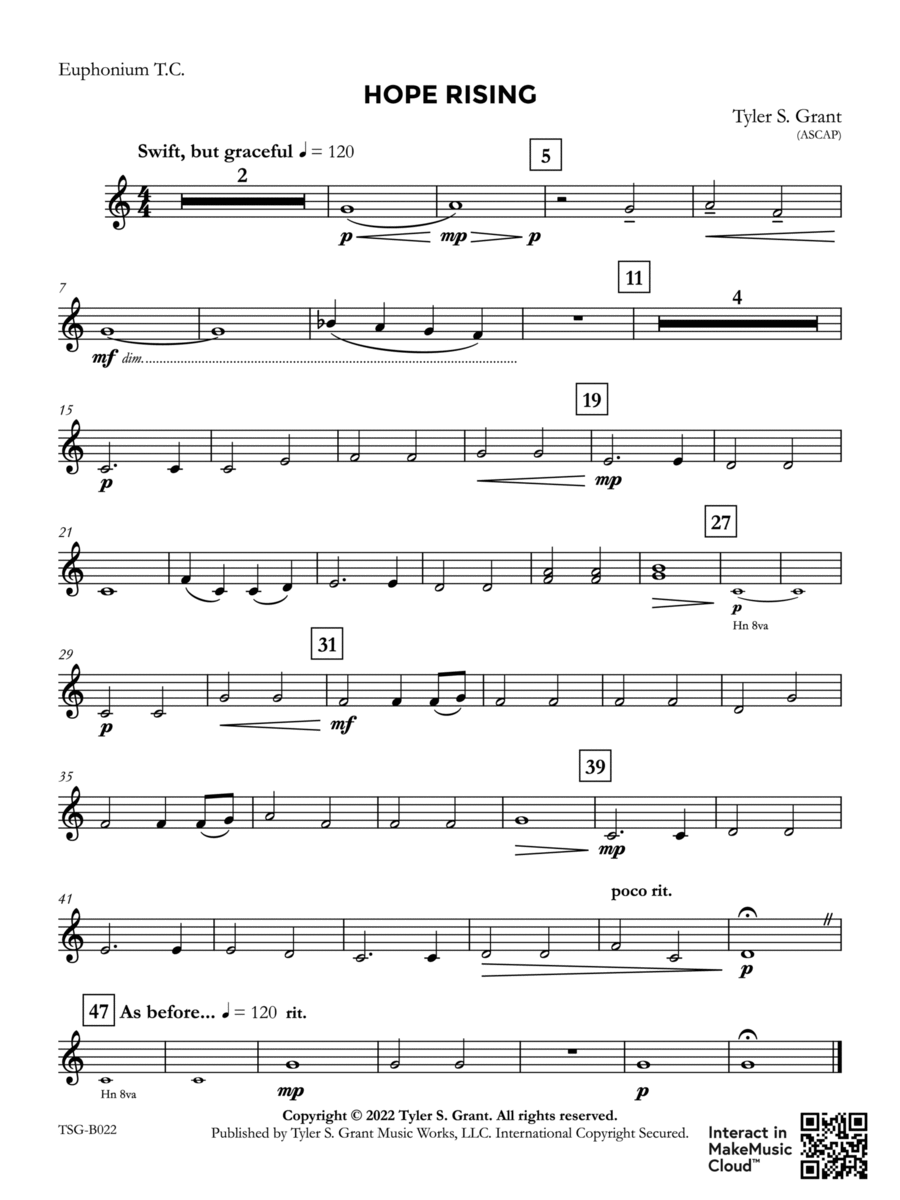 Hope Rising: Baritone T.C. Concert Band scores gallery preview page 1