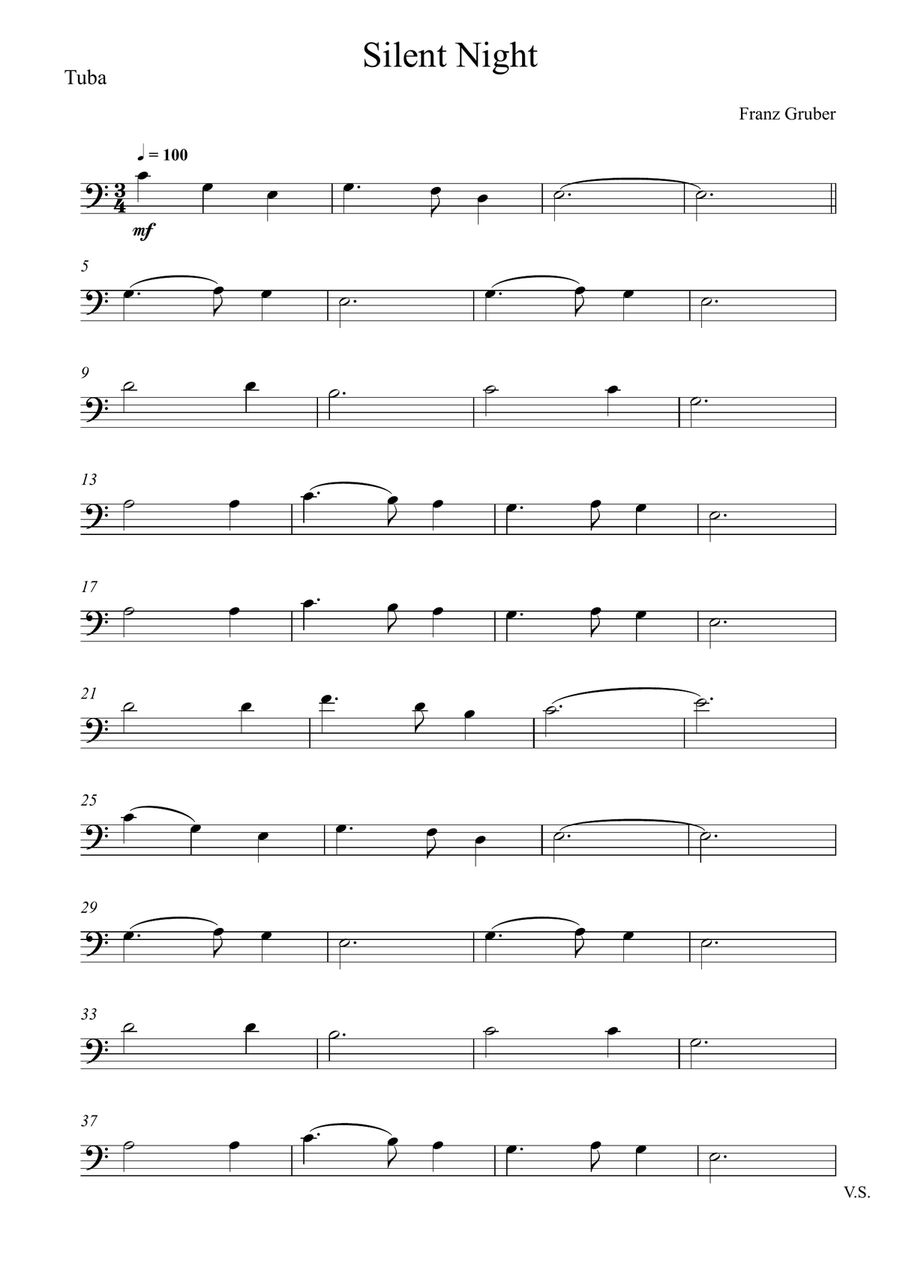 Franz Gruber - Silent Night (Tuba and Double Bass Duet) Small Ensemble scores gallery preview page 4