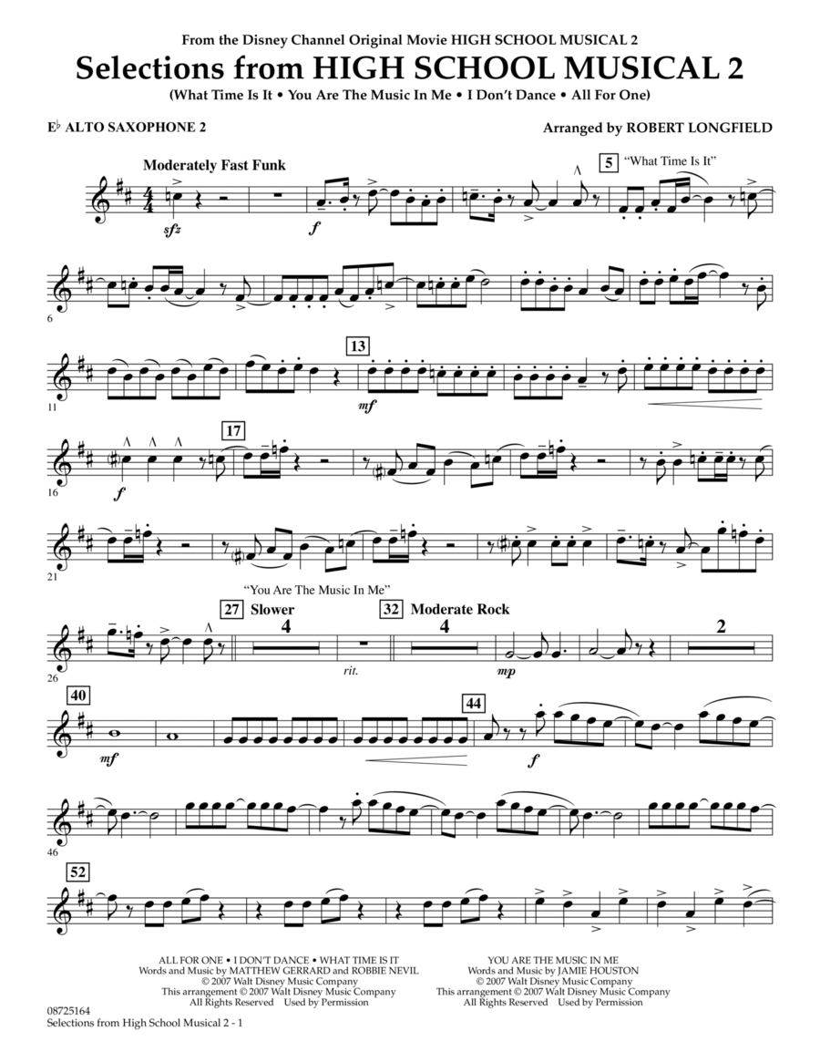 Selections from High School Musical 2 - Eb Alto Saxophone 2 Alto Saxophone scores gallery preview page 1