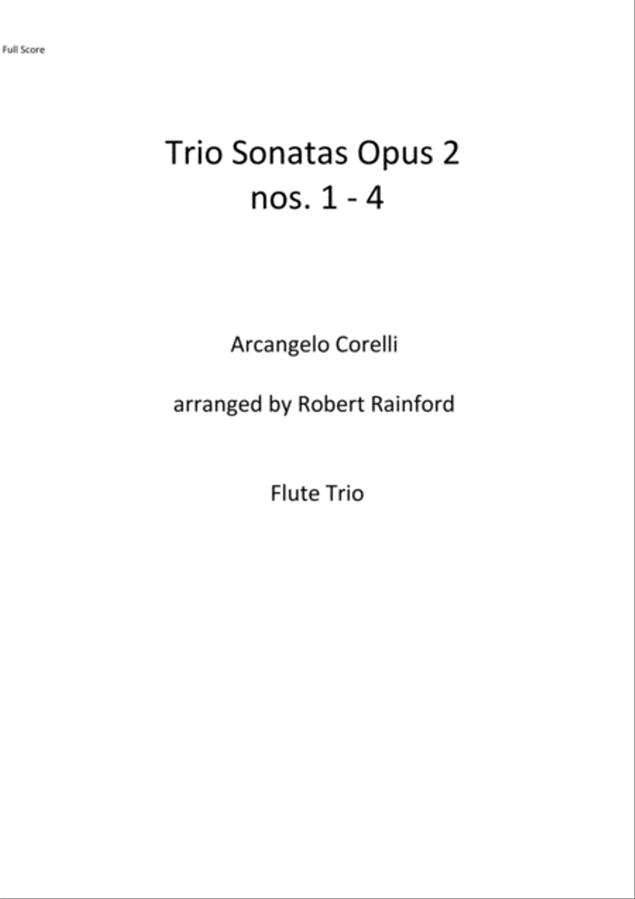 Trio Sonatas Op 2 nos 1-4 Flute scores gallery preview page 1