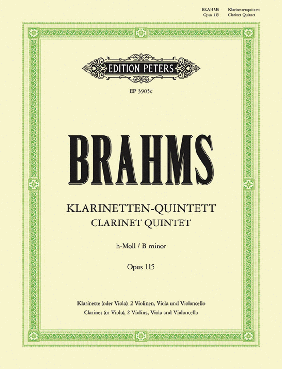 Klarinetten Quintett (Clarinet Quintet) No.3, Op. 115 in B Minor Clarinet scores gallery preview page 1