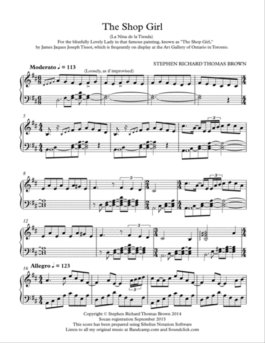 The Shop Girl The Shop Girl Piano Solo scores gallery preview page 1