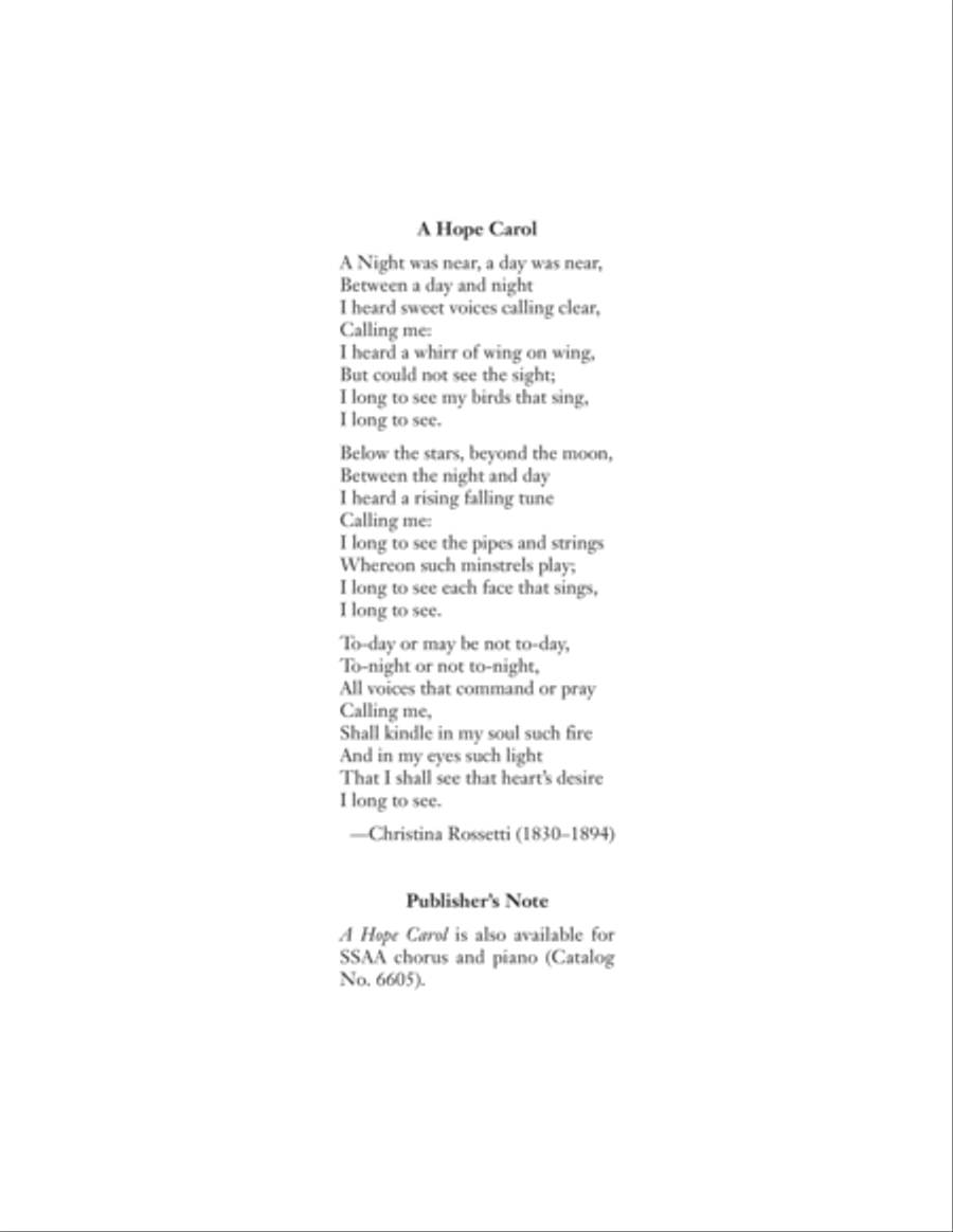 A Hope Carol High Voice scores gallery preview page 1