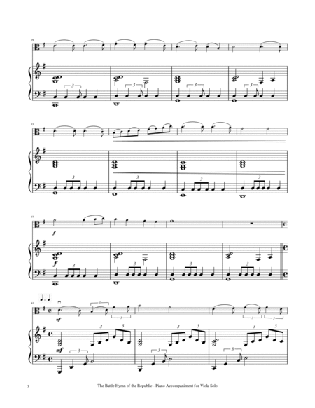 The Battle Hymn of the Republic - Viola Solo with Piano Accompaniment image number null