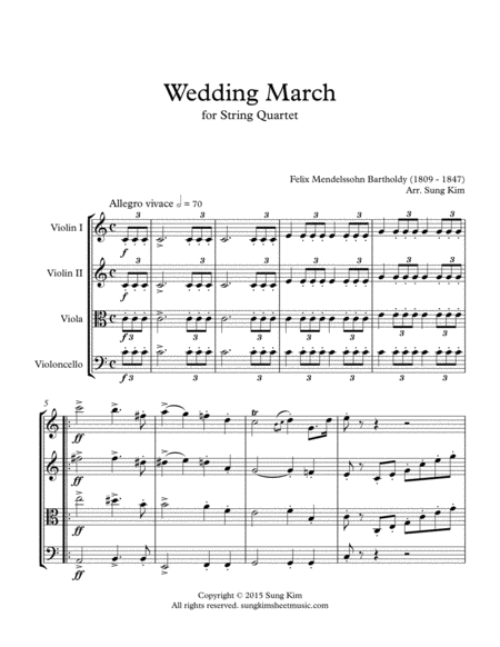 Wedding March for String Quartet image number null