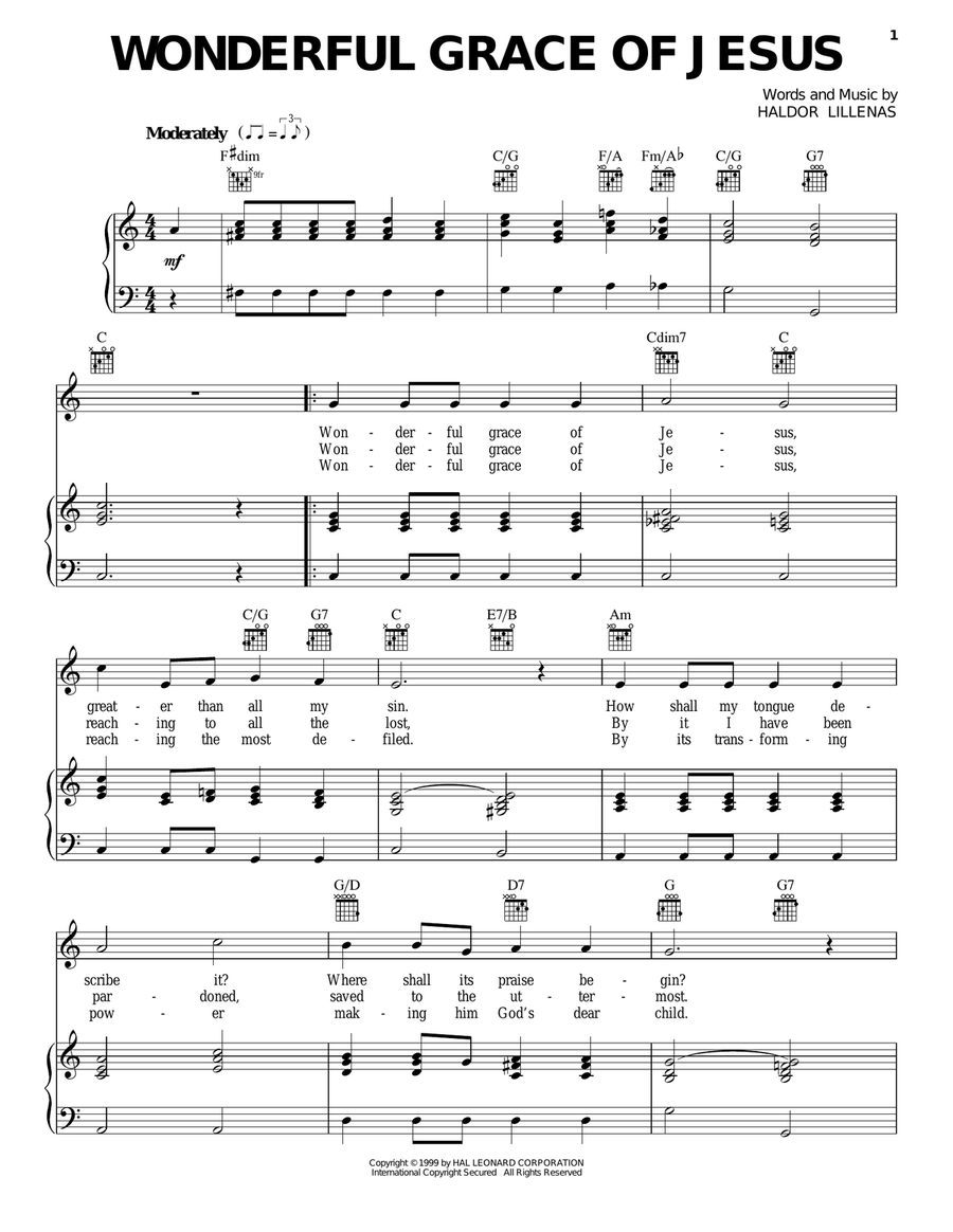 Wonderful Grace Of Jesus Wonderful Grace Of Jesus Guitar scores gallery preview page 1
