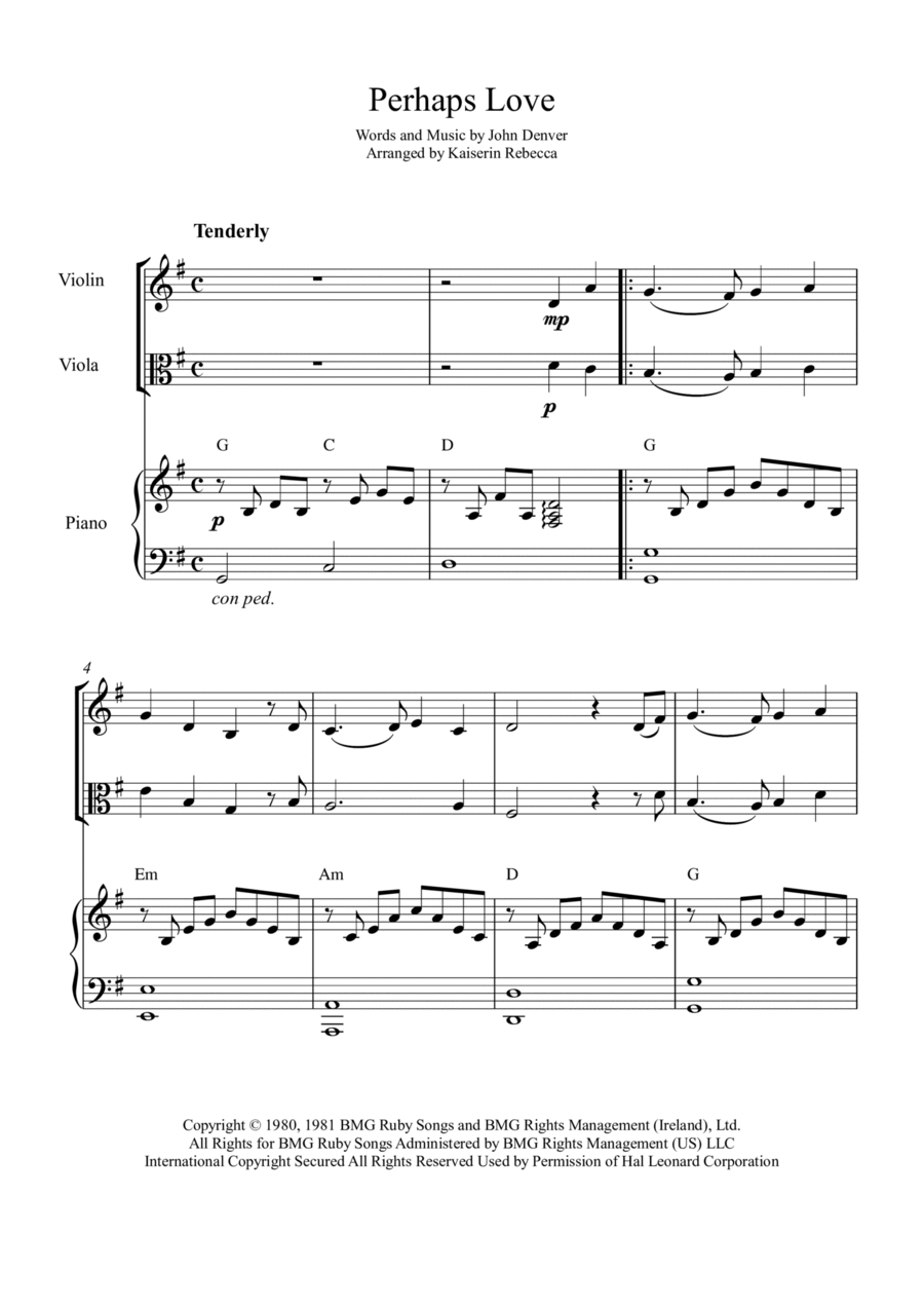 Perhaps Love String Duet scores gallery preview page 1