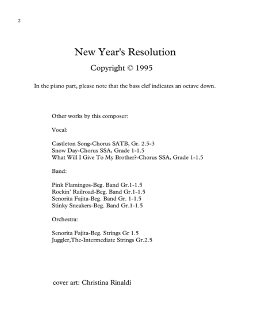 New Year's Resolution SSA scores gallery preview page 2