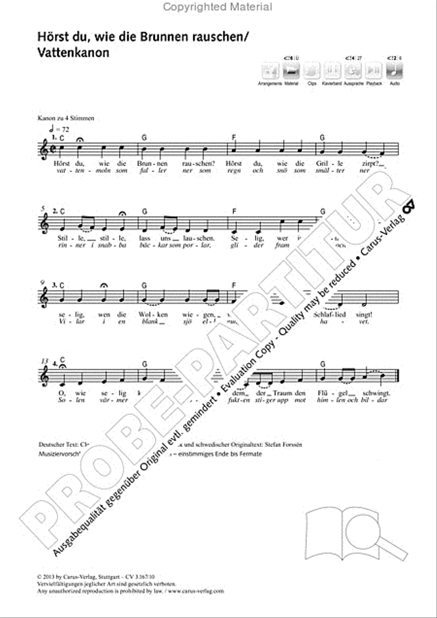 Horst du, wie die Brunnen rauschen/Vattenkanon Voice scores gallery preview page 2
