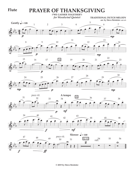 Prayer Of Thanksgiving for Woodwind Quintet (arr. Reisteter)