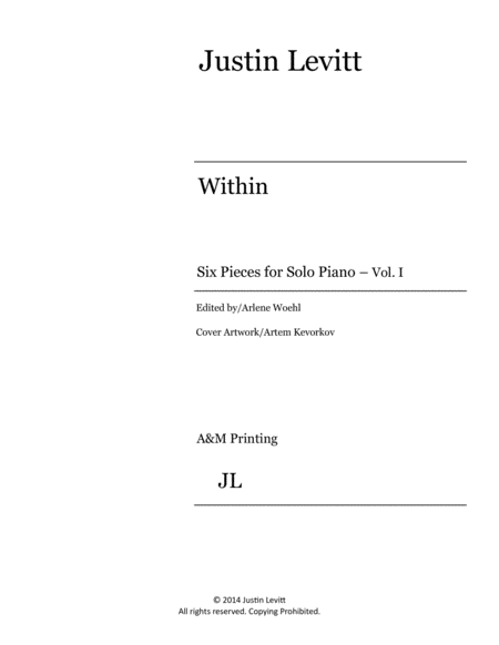 Justin Levitt Piano Solos - Within (Vol. I) image number null