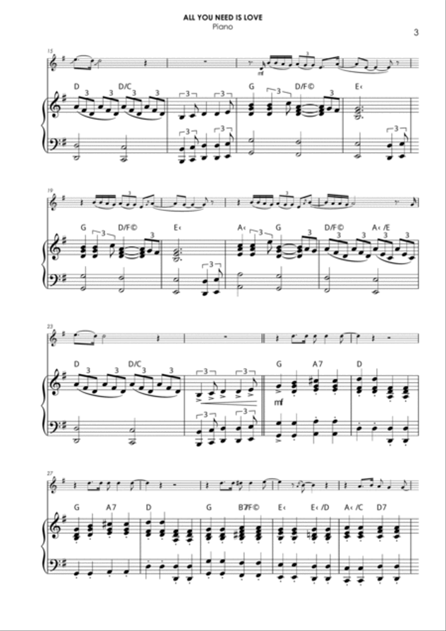 All You Need Is Love Piano scores gallery preview page 3