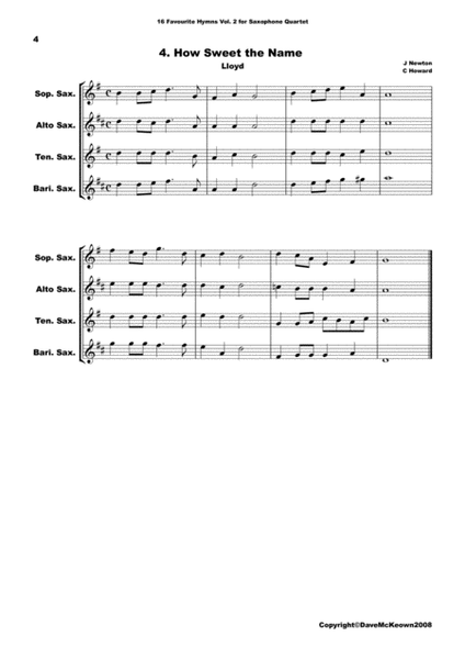 16 Favourite ﻿Hymns for Saxophone Quartet (Vol 2.) image number null