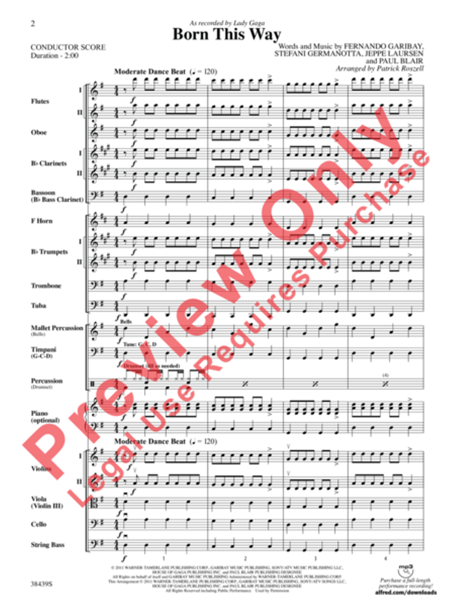Born This Way Full Orchestra scores gallery preview page 3