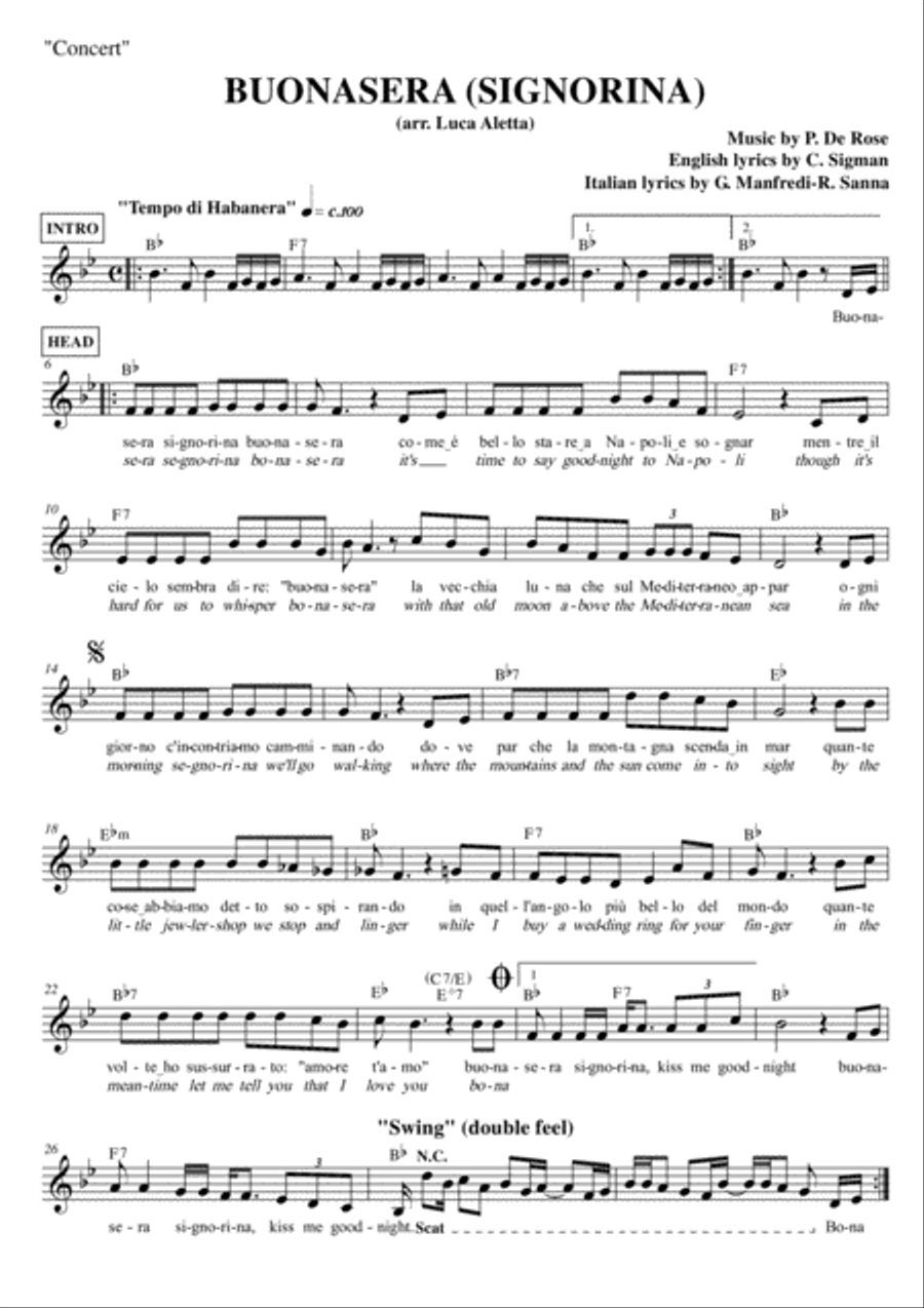 Buonasera (signorina) Small Ensemble scores gallery preview page 1