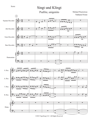 Psallite, unigenito (Singt und Klingt) for Recorders and Harmonium