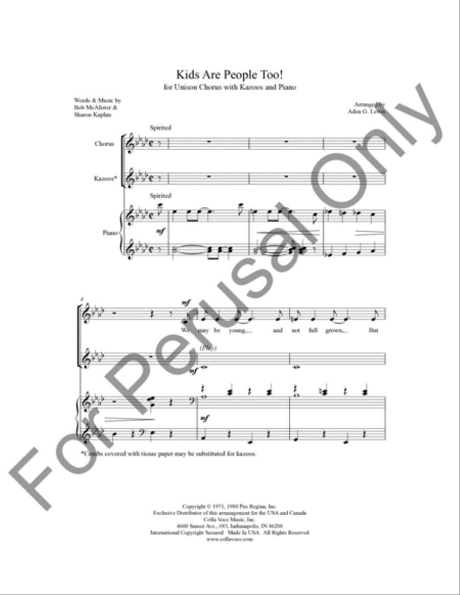 Kids Are People Too! Unison Choir scores gallery preview page 2
