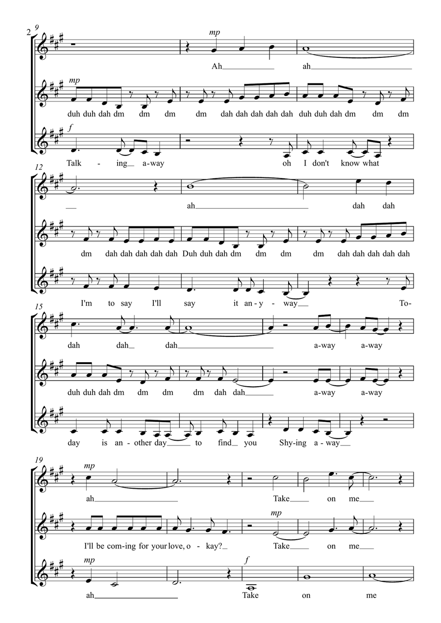 Take On Me SSA scores gallery preview page 2