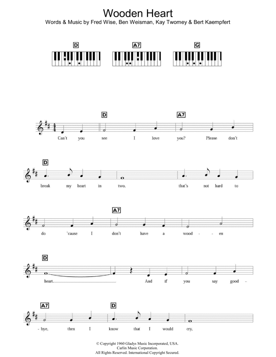 Wooden Heart Piano scores gallery preview page 1