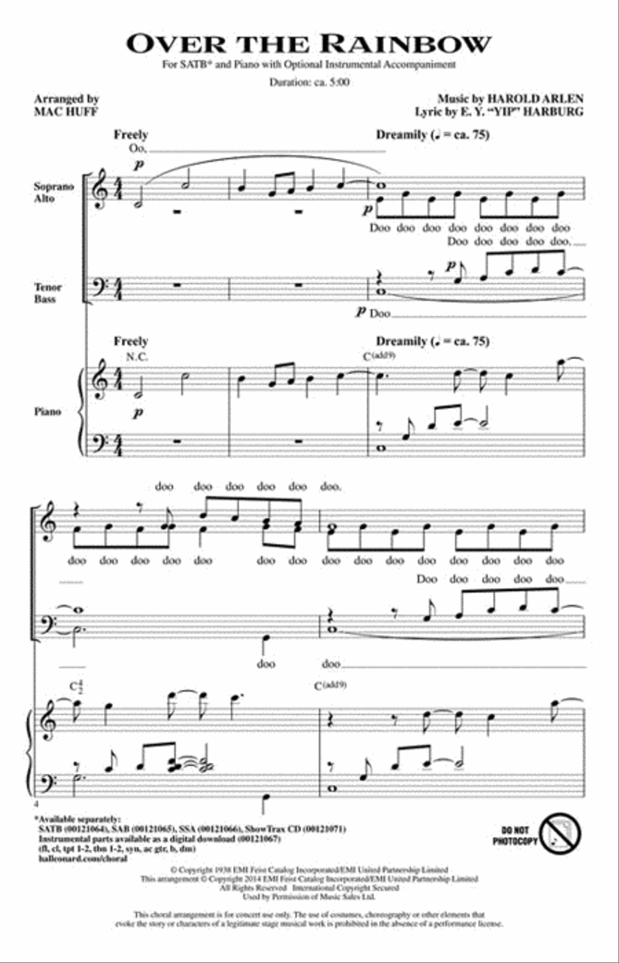 Over the Rainbow 4-Part scores gallery preview page 2