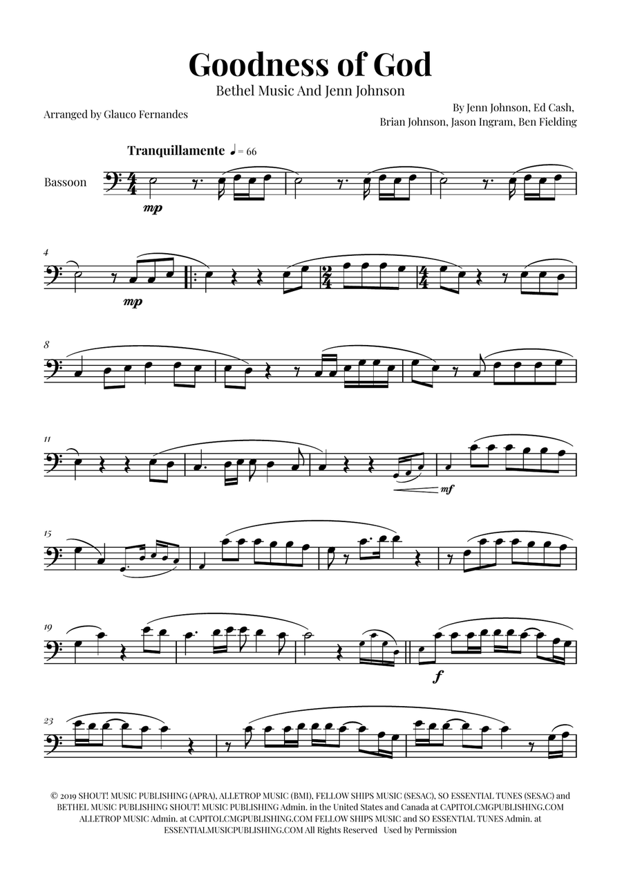 Goodness Of God Bassoon Solo scores gallery preview page 1