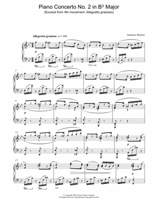 Book cover for Piano Concerto No. 2 in Bb Major (Excerpt from 4th movement: Allegretto grazioso)