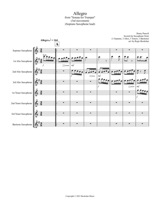 Allegro (from "Sonata for Trumpet") (Bb) (Saxophone Octet - 1 Sop, 3 Alto, 3 Tenor, 1 Bari) (Soprano