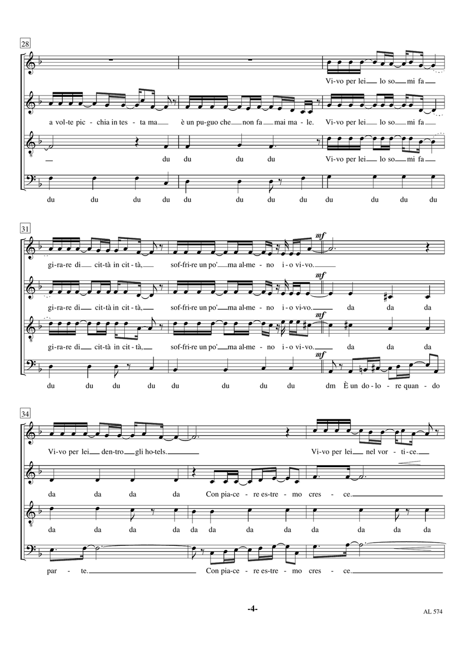 Vivo Per Lei 4-Part scores gallery preview page 4