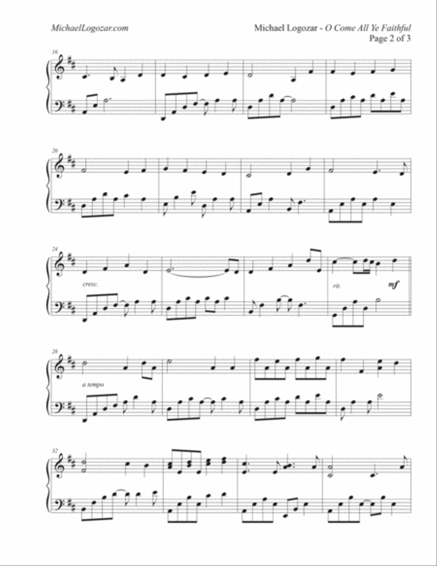 O Come All Ye Faithful - Modern Christmas/Holiday Arrangement Piano Solo scores gallery preview page 2
