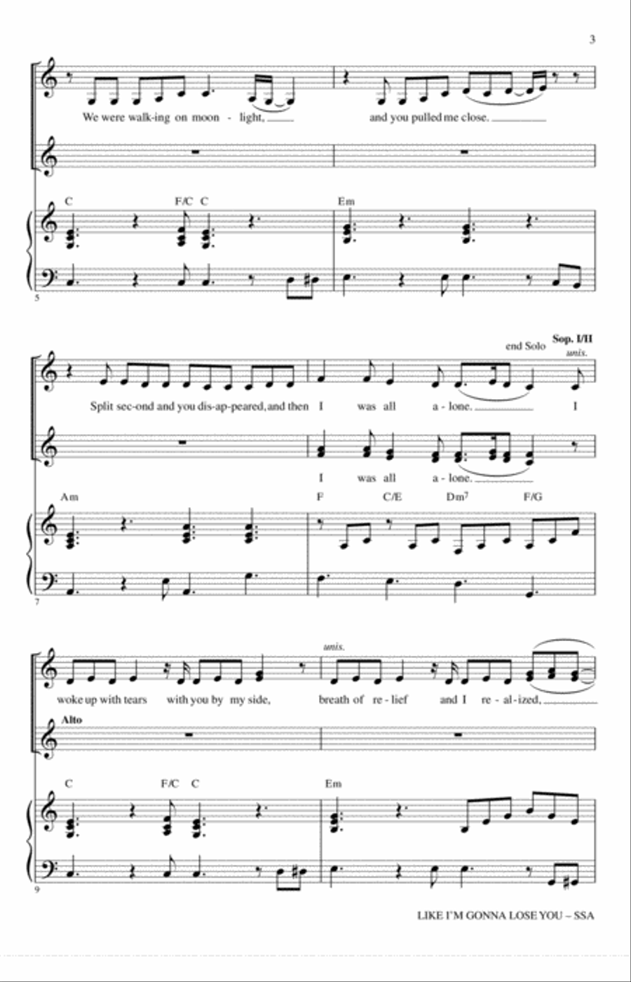 Like I'm Gonna Lose You SSA scores gallery preview page 2