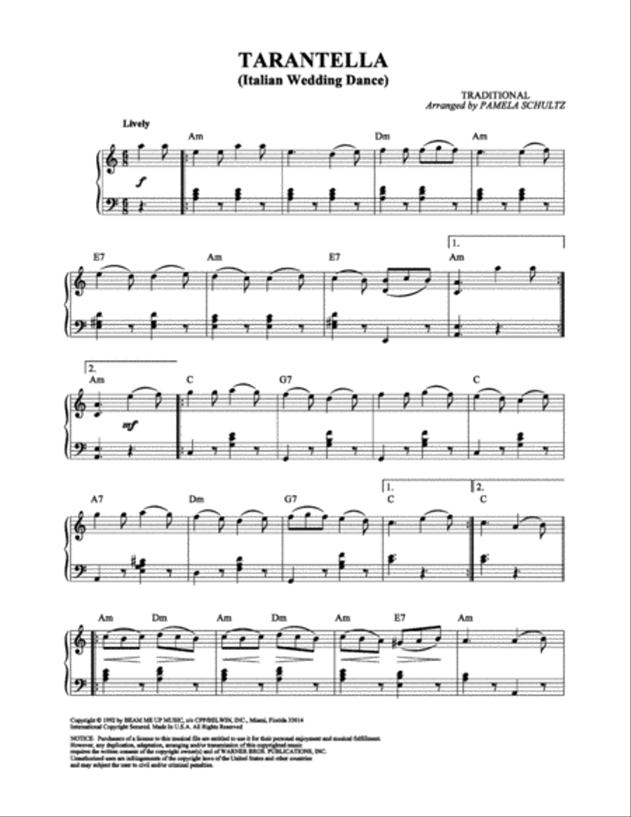 Tarantella (Italian Wedding Dance) Piano Solo scores gallery preview page 1