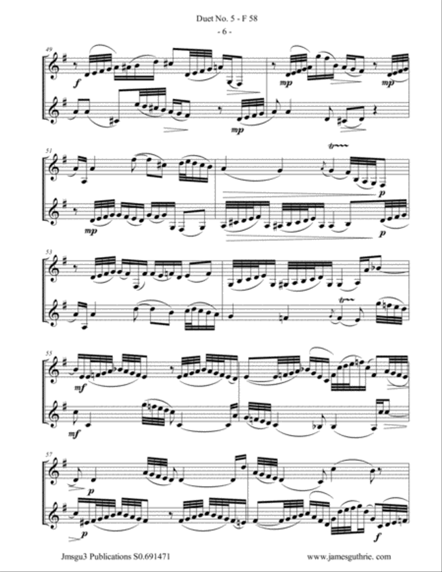 WF Bach: Duet No. 5 for Bass Clarinet Duo Clarinet Duet scores gallery preview page 6