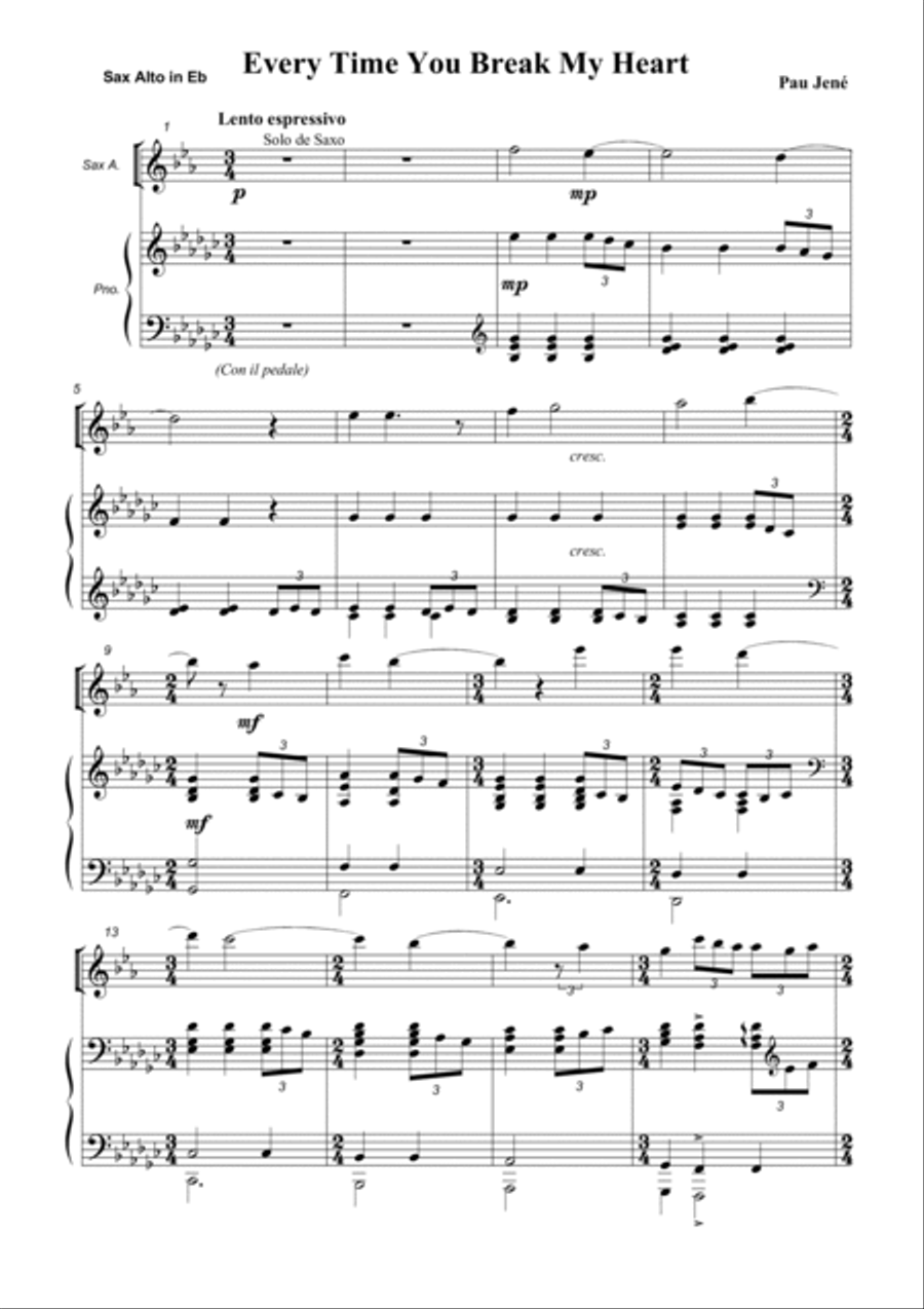 Every Time You Break My Heart Woodwind Duet scores gallery preview page 1