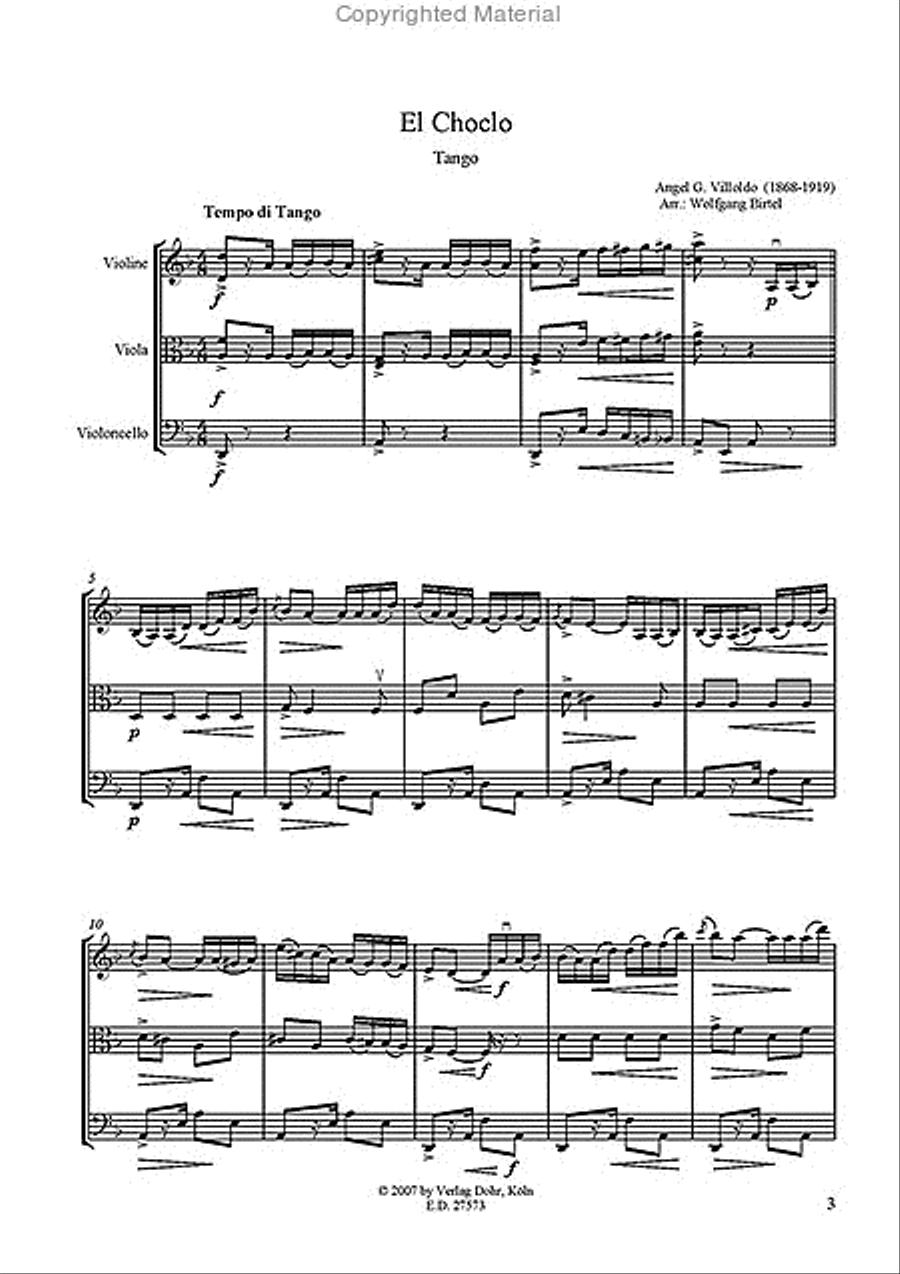 El Choclo -Tango- (für Streichtrio) String Trio scores gallery preview page 2