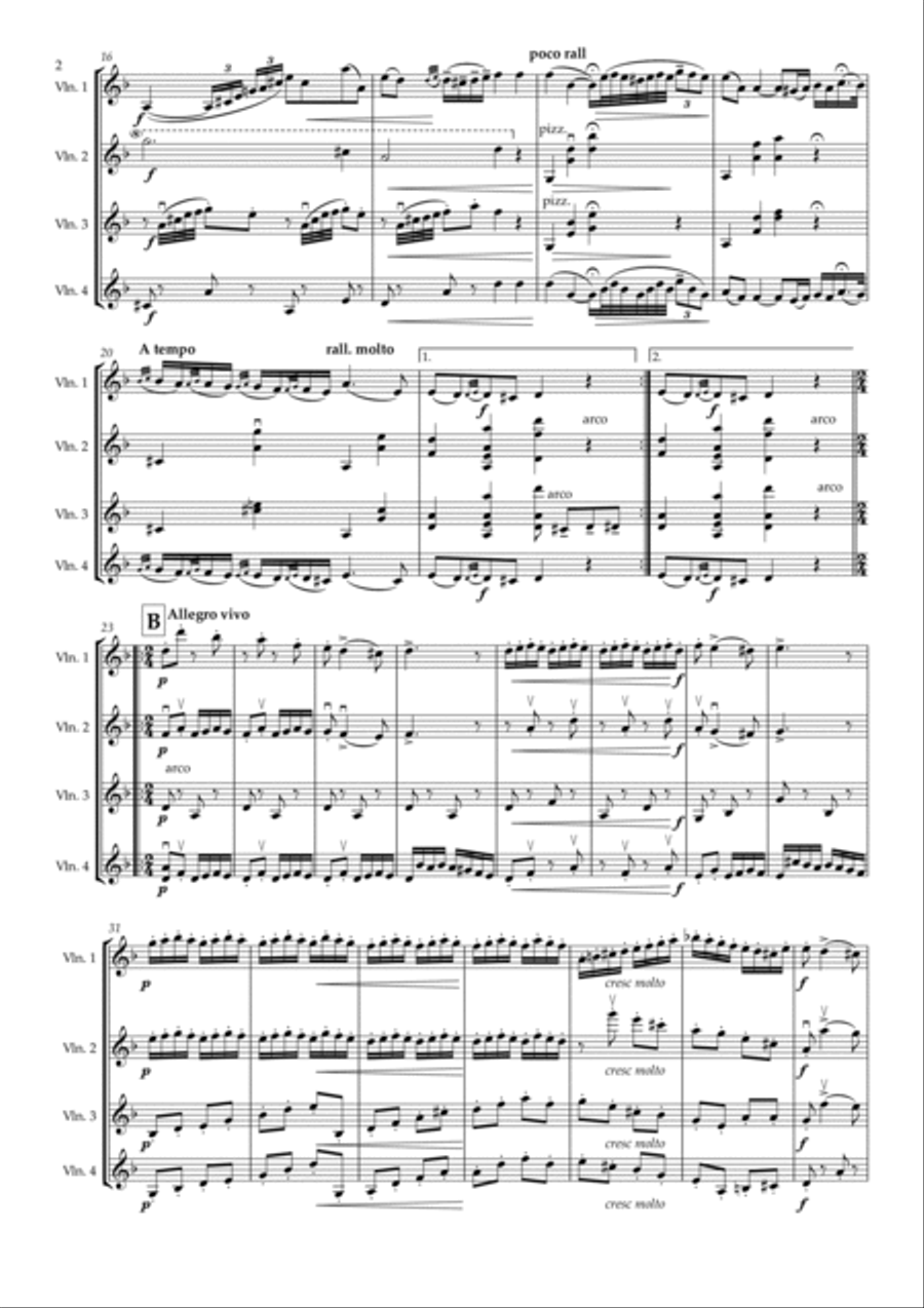 Czardas by Monti for 4 Violins/Violin Group Violin scores gallery preview page 2