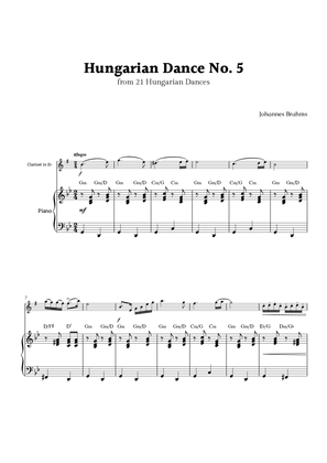 Hungarian Dance No. 5 by Brahms for E♭ Clarinet and Piano