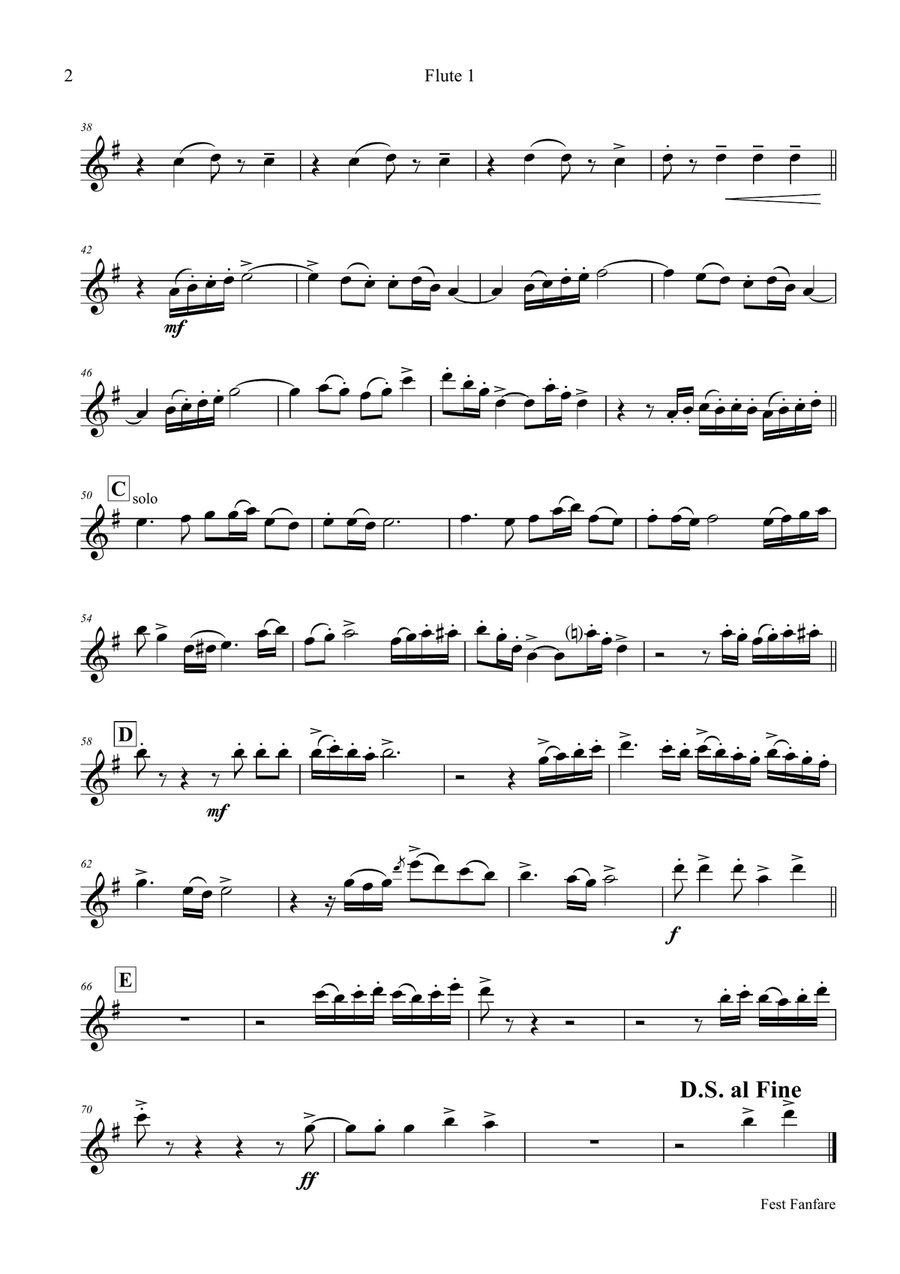 Fest Fanfare - Classical Festive Fanfare - Opener - Flute Quartet Flute Quartet scores gallery preview page 5