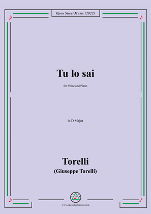 Giuseppe Torelli-Tu lo sai,in D Major,for Voice and Piano