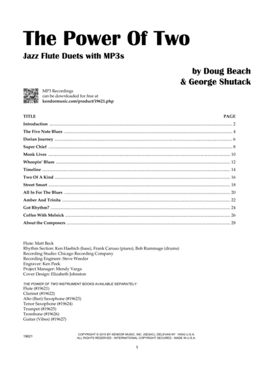 Power Of Two, The - Jazz Flute Duets with MP3's