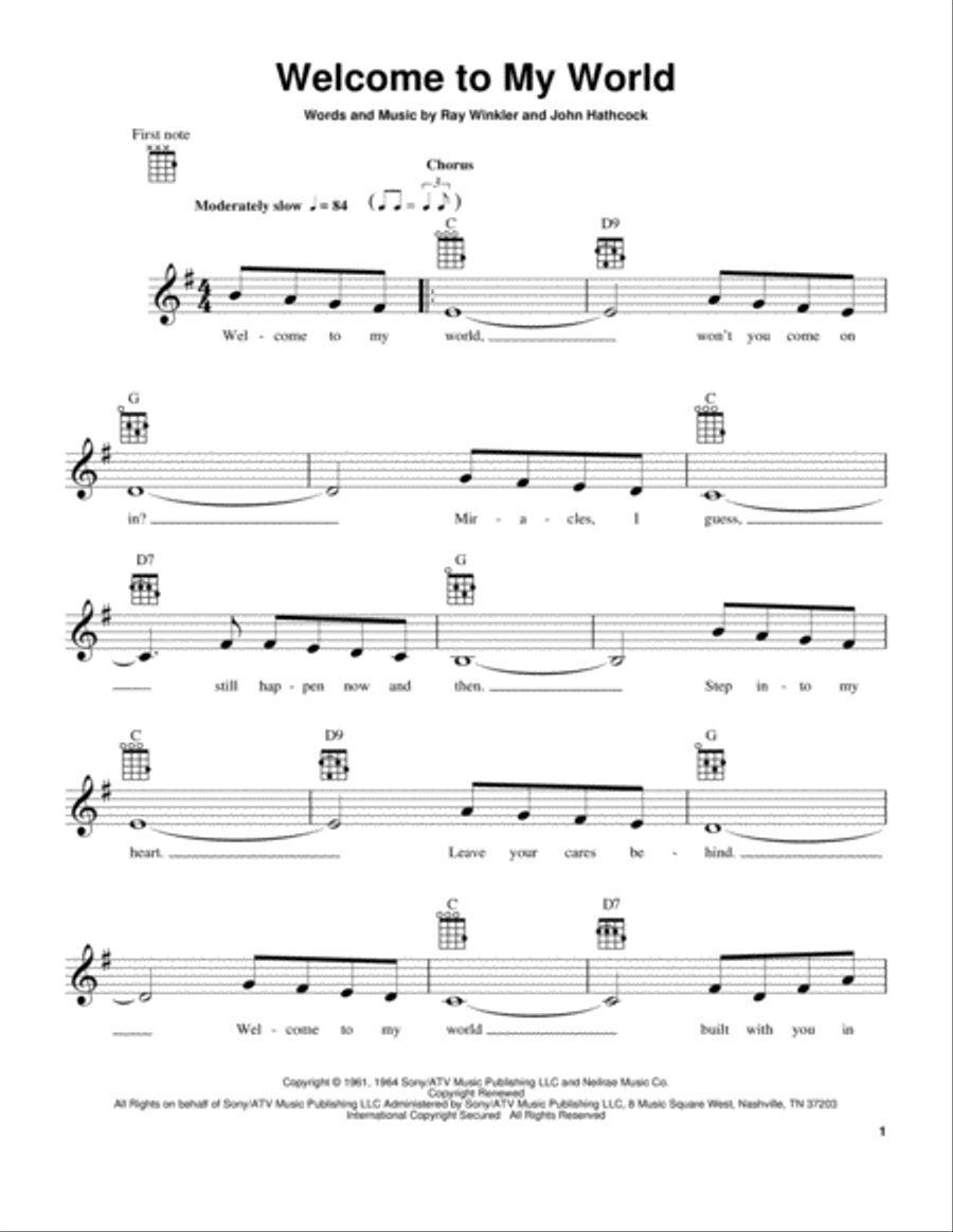 Welcome To My World Ukulele scores gallery preview page 1