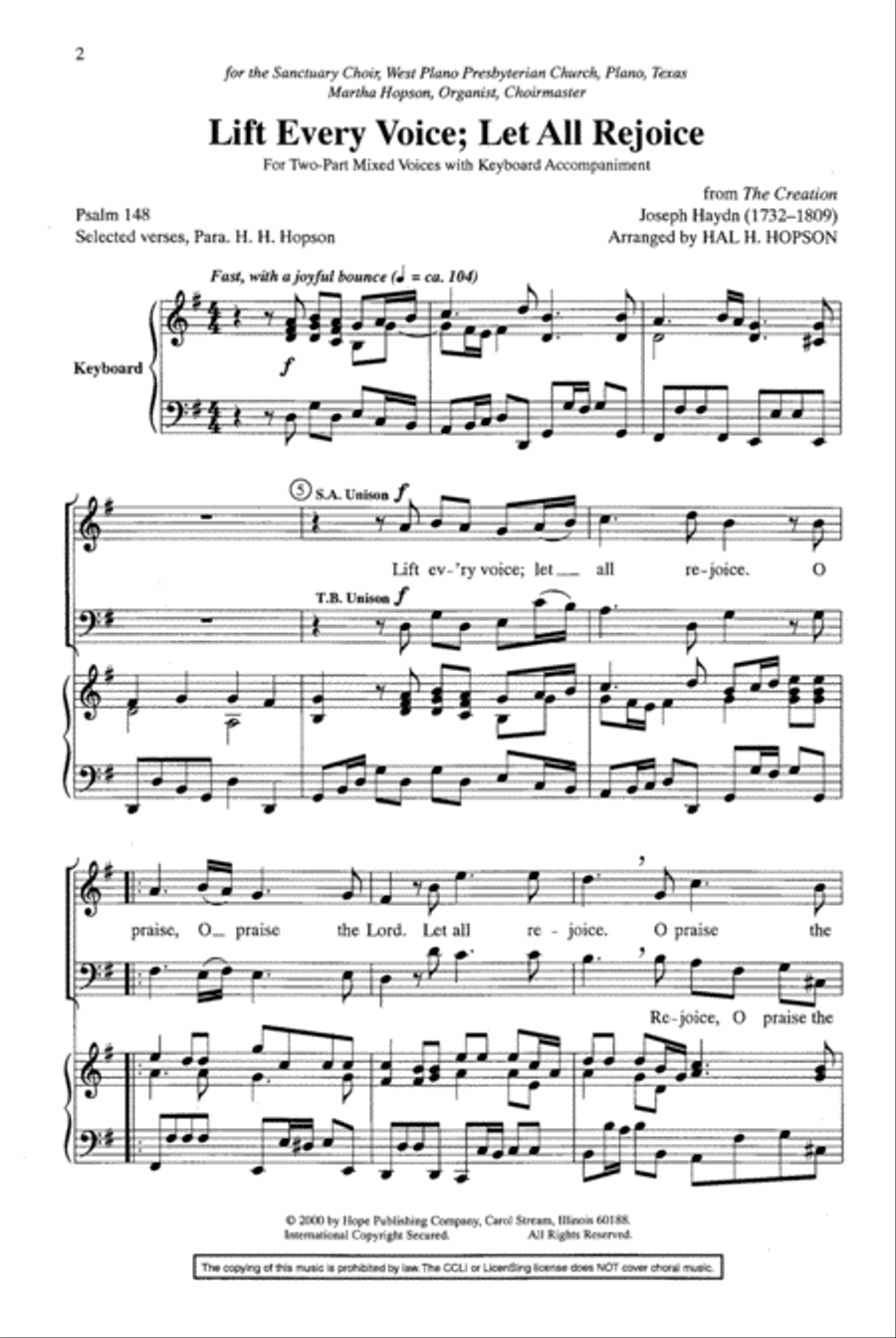 Lift Every Voice; Let All Rejoice 2-Part scores gallery preview page 2