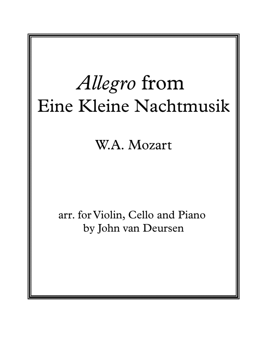 Allegro from Eine Kleine Nachtmusik, for Violin, Cello and Piano Piano Trio scores gallery preview page 1
