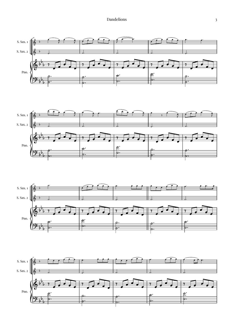 Dandelions Woodwind Duet scores gallery preview page 3