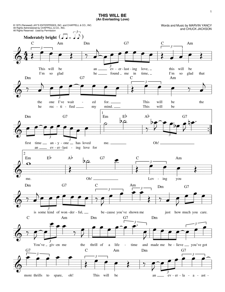 This Will Be (An Everlasting Love) Piano scores gallery preview page 1