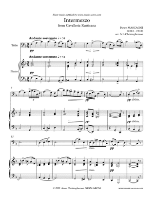 Book cover for Intermezzo from Cavalleria Rusticana - Tuba and Piano